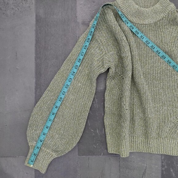 H&M sage green mock neck sweater with metallic thread - S - Picture 5 of 8